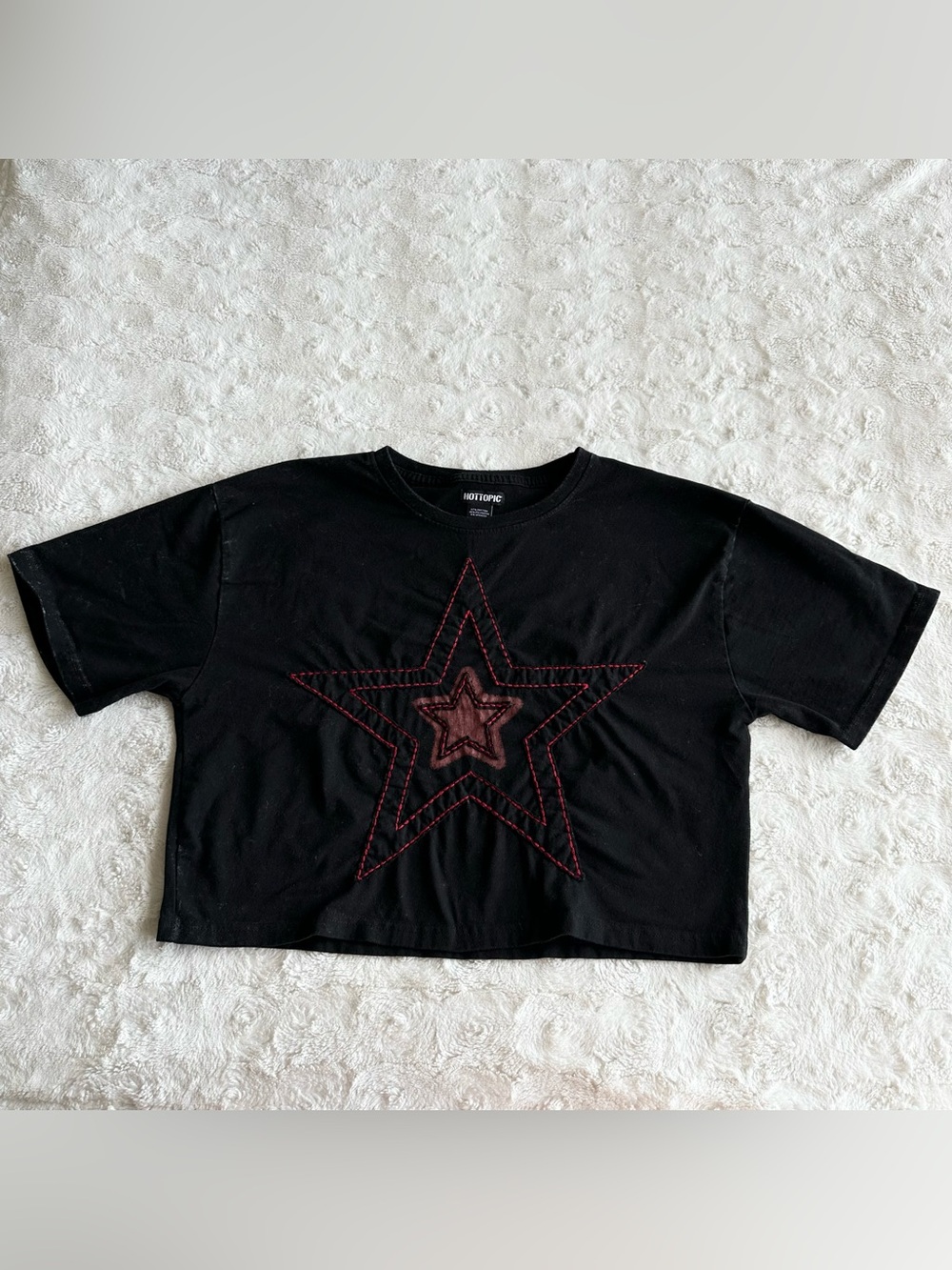 Hot Topic Shirt Tee Womens Medium Black Star Grunge Punk Goth Celestial Boxy Emo